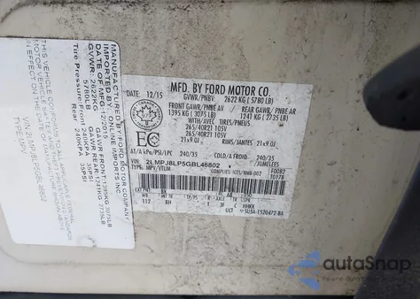 2016 Lincoln Mkx Reserve из США, поврежденный, VIN 2LMPJ8LP5GBL46802